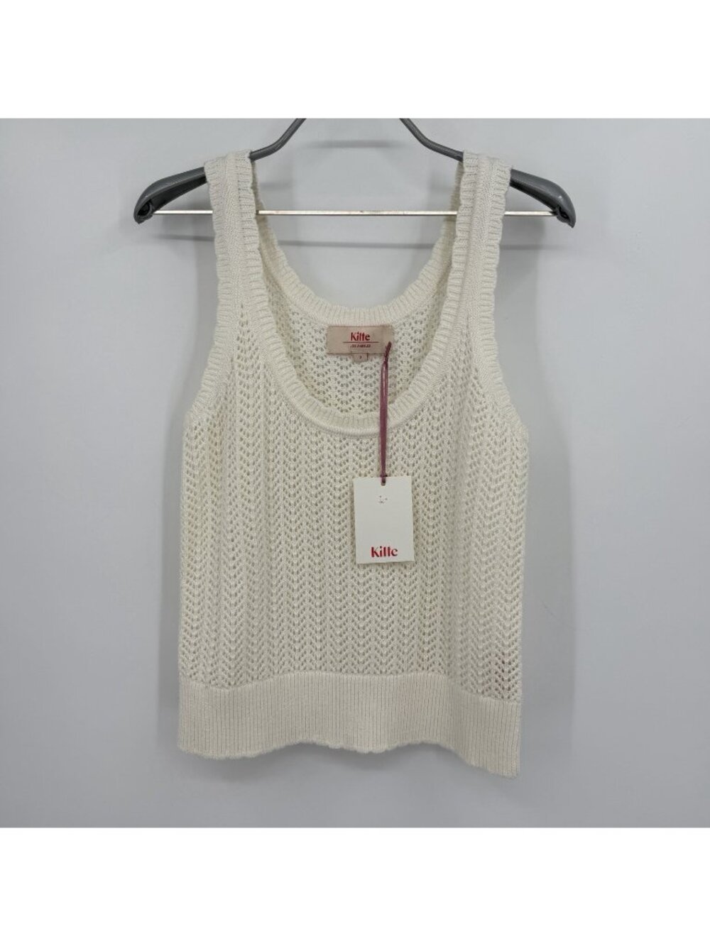 Kilte Collection Hailey Crochet Knit Tank in Ivory size 2/M Cotton-Cashmere